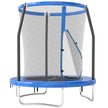 6ft blue and black outdoor trampoline with enclosure net, padded curved poles and zipped entry