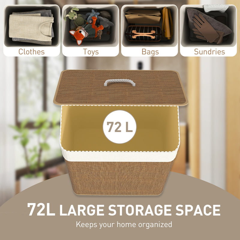 72 L brown bamboo laundry basket – image 4