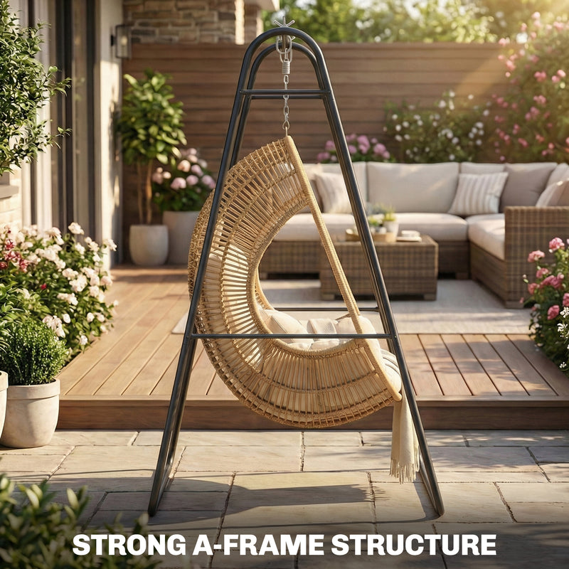 Outsunny Hammock Chair Stand Only 150KG Load Capacity for Indoor Outdoor, Black – view 4