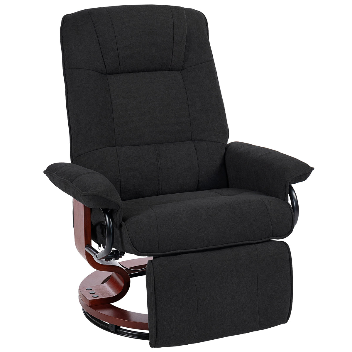 145° Linen Swivel Recliner Chair with Footrest – Black