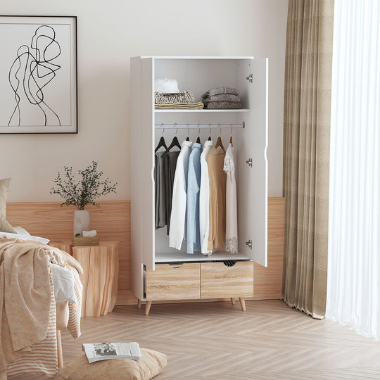 White 2-door wardrobe – image 2