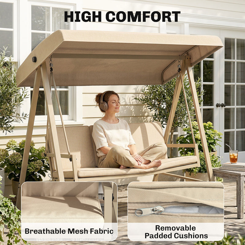 Beige 3-seater swing seat – image 6