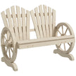 Outsunny Fir Wood Love Seats with Wheel-Shaped Armrests, Large Load-Bearing Chair, Natural Wood Finish – view 10