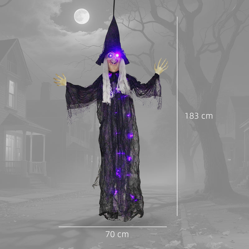 183cm Hanging Witch with Purple LED Lights & Sound – image 3 of 9