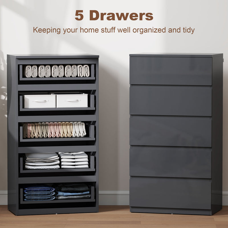 5-drawer gloss grey chest – image 4
