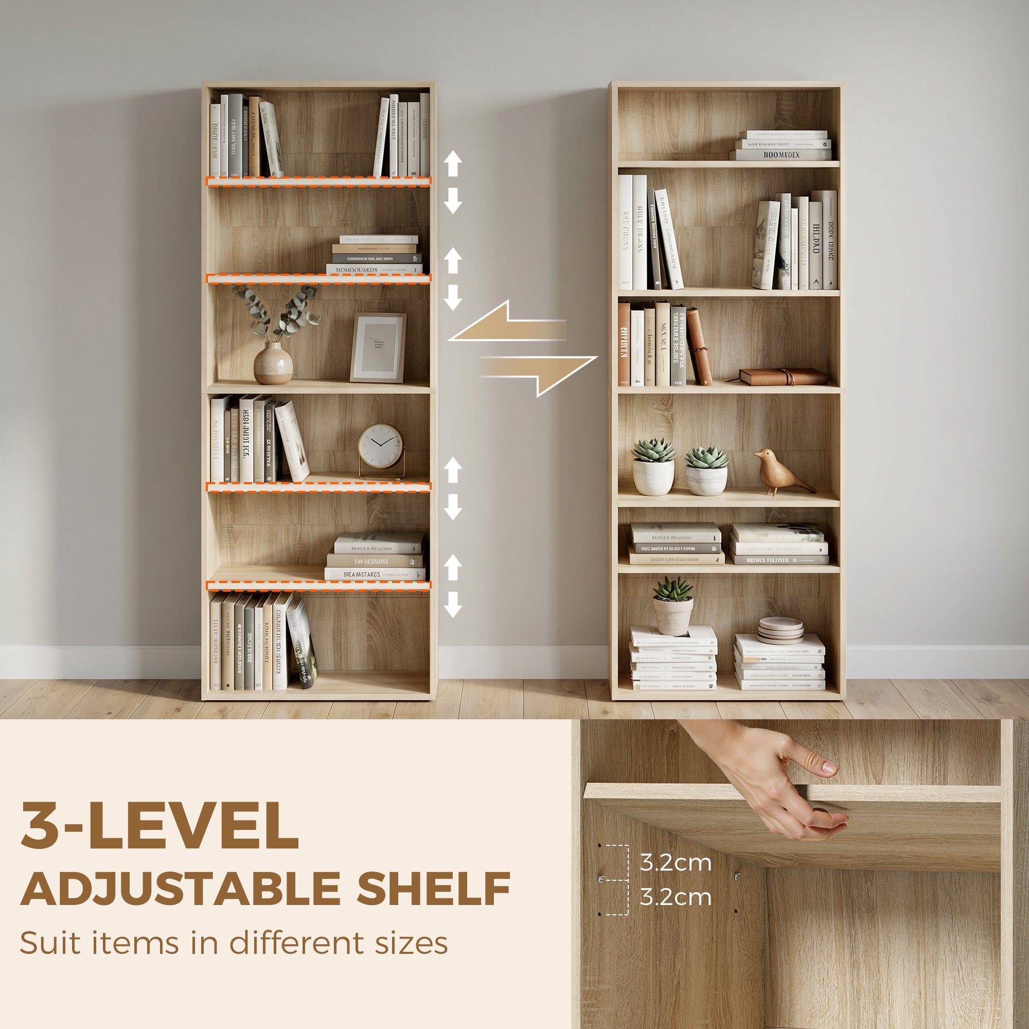 Six Shelf Bookcase - Oak