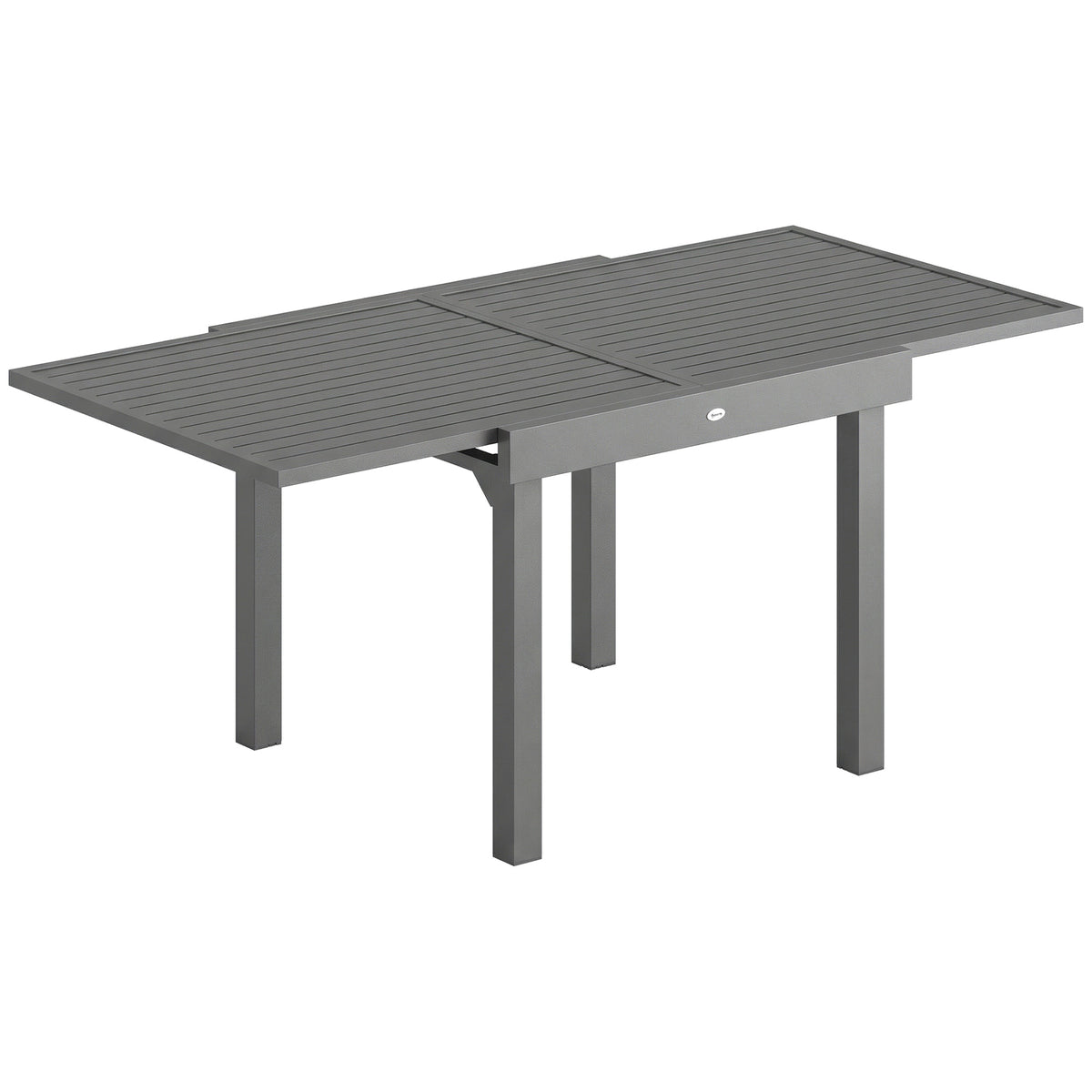 Extending dark grey slatted aluminium garden table, 90 to 180 cm, seats 4 to 8