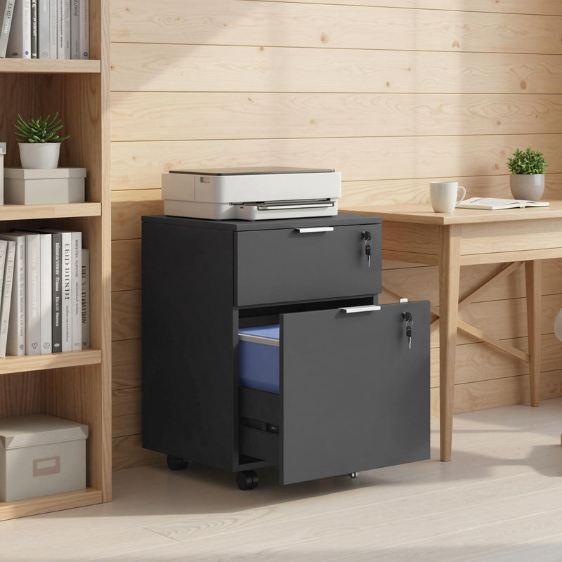 HOMCOM Two-Drawer Lockable Filing Cabinet - Black – view 9