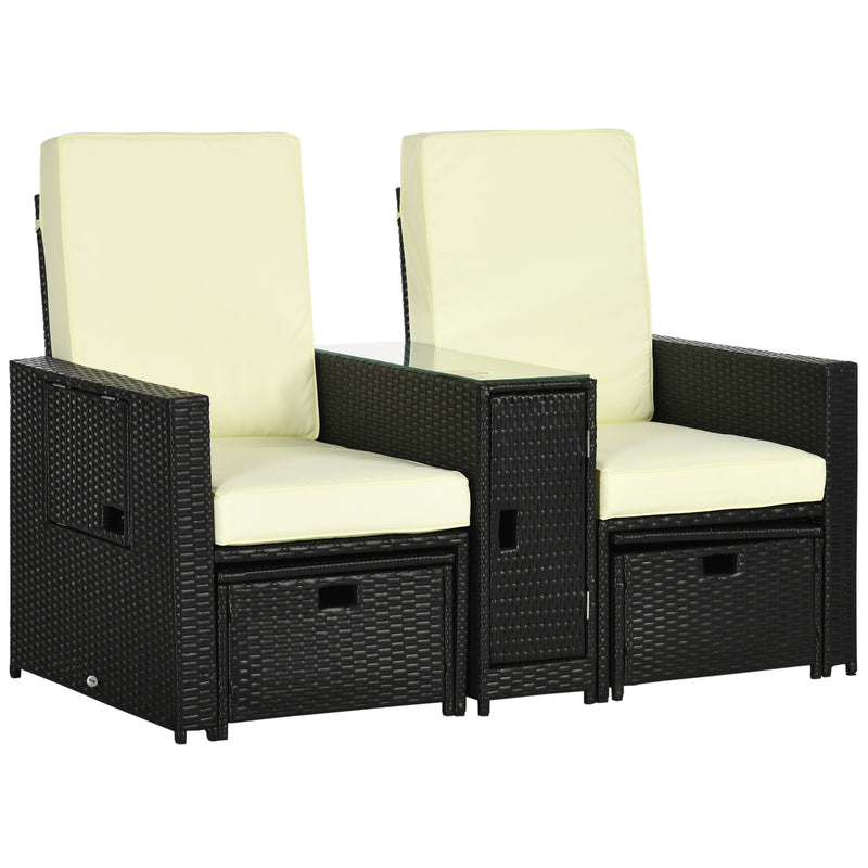 Black reclining rattan lounger set – image 10