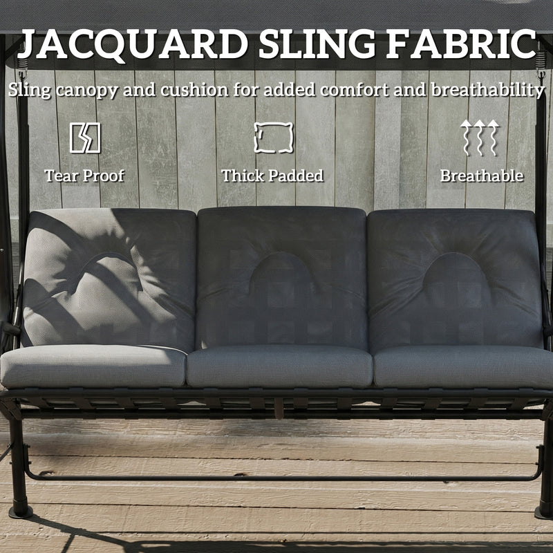 3-seater garden swing seat, light grey – image 6