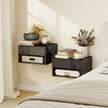 HOMCOM Floating Bedside Tables Set of 2, Wall Mounted Nightstand, High Gloss Black – view 2
