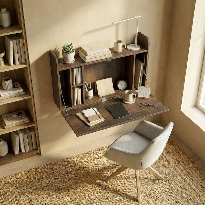 Dark brown wall-mounted desk – image 7