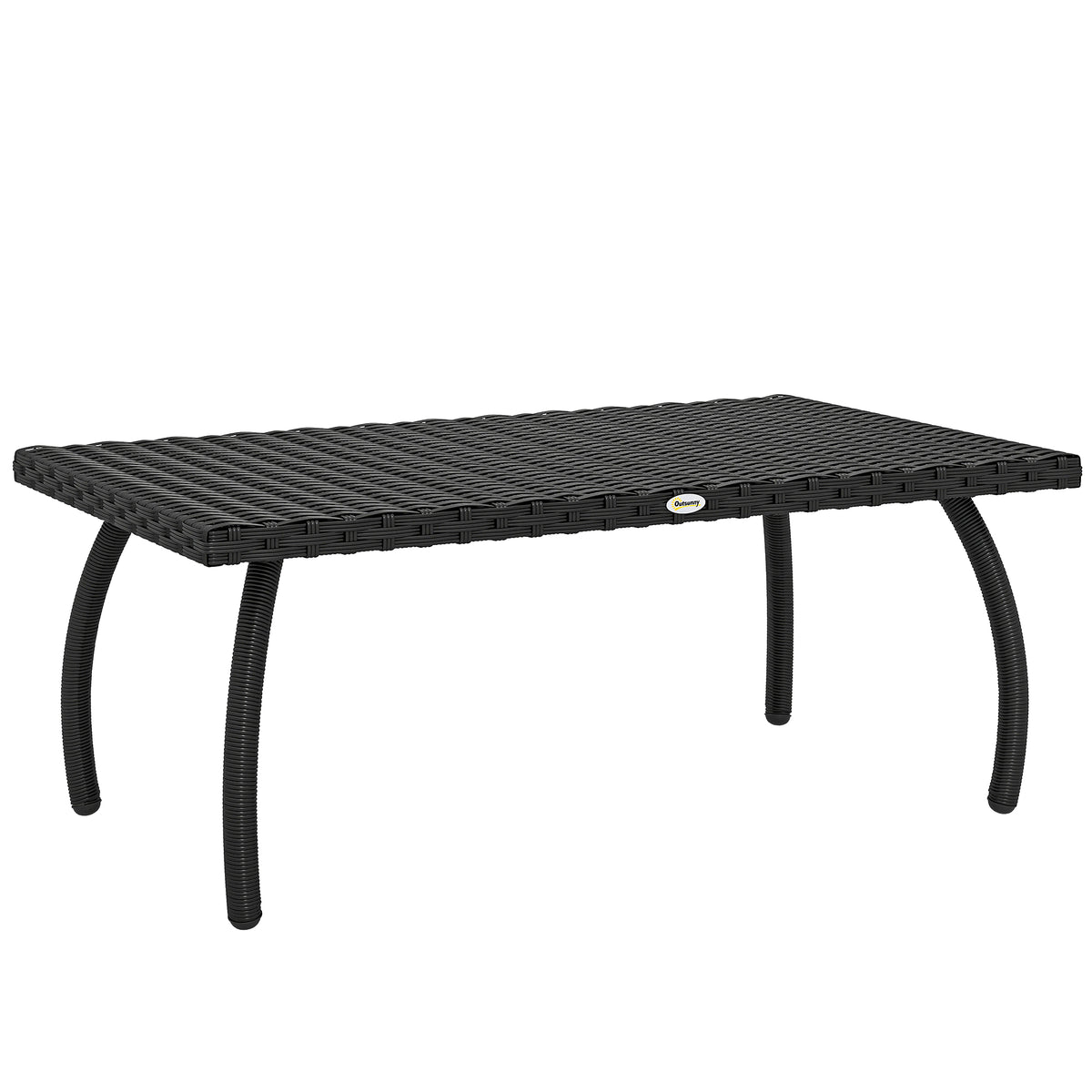 90 x 50 cm black PE rattan garden coffee table with steel frame