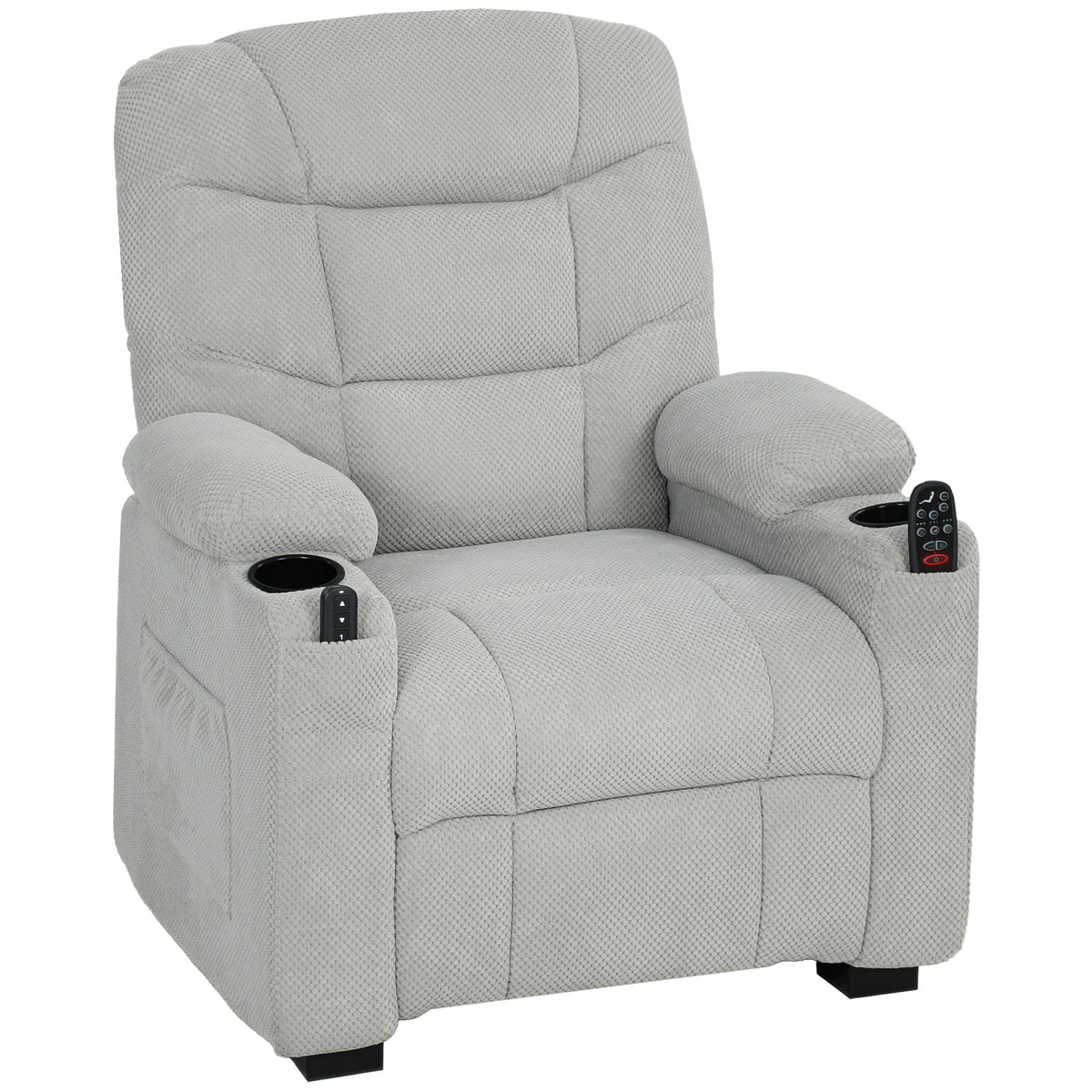 Fleece Electric Massage Recliner with Heat, Memory & USB – Grey