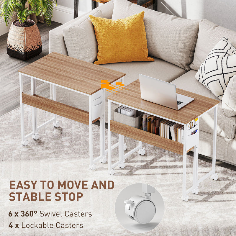 HOMCOM 80 cm Drop Leaf Writing Work Desk - Natural Wood Finish – view 6