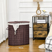 Two-compartment bamboo laundry basket – image 3