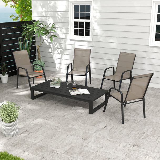 Outsunny Set of Four Stackable Mesh Seat Chairs - Grey – view 2