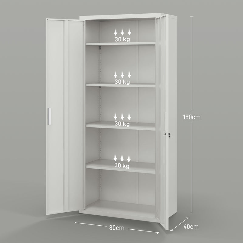 White lockable steel office cabinet – image 3