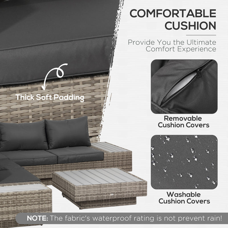 Light grey rattan corner sofa set – image 6