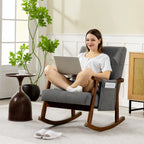 Wood Frame Rocking Accent Chair - Grey