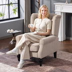 Wingback Accent Chair, Retro Upholstered Button Tufted Occasional Chair for Living Room and Bedroom, Beige