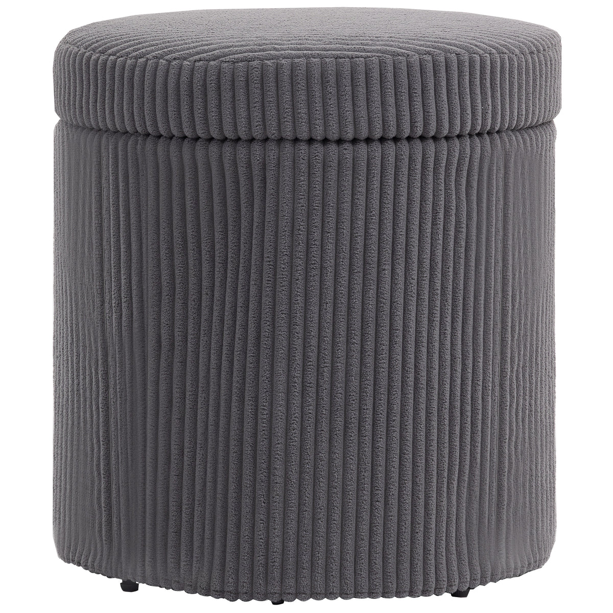 32L Round Corduroy Storage Ottoman – Grey