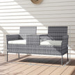 2-seater rattan bench with table – image 3