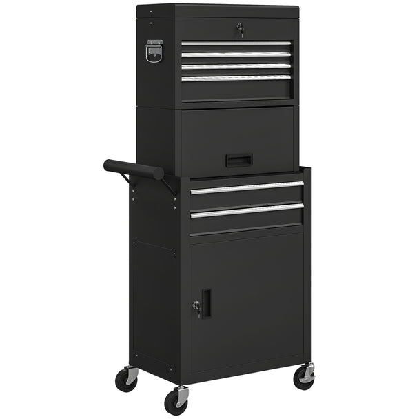 Three-Part Locking Steel Tool Chest on Wheels – Black – image 1 of 9