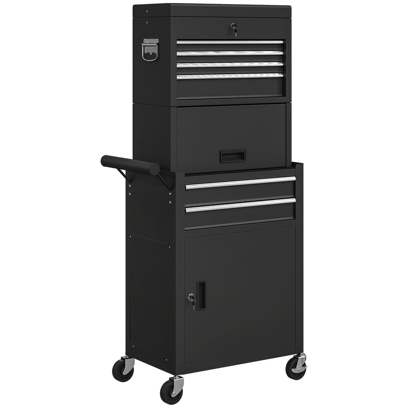 Three-Part Locking Steel Tool Chest on Wheels – Black – image 1 of 9