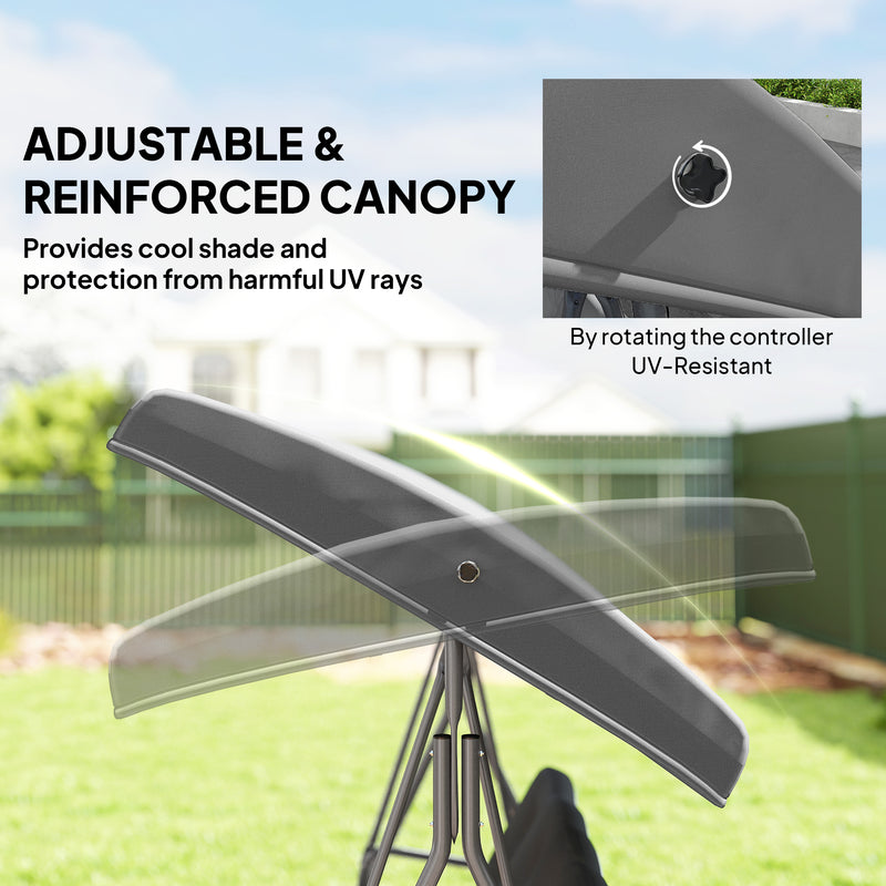 Outsunny Three-Seater Garden Swing Seat - Dark Grey – view 4
