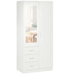 White 2-door wardrobe with full-height mirror panel and three drawers