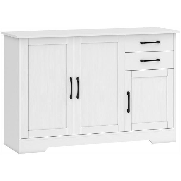 White 120 cm sideboard with two drawers and three doors