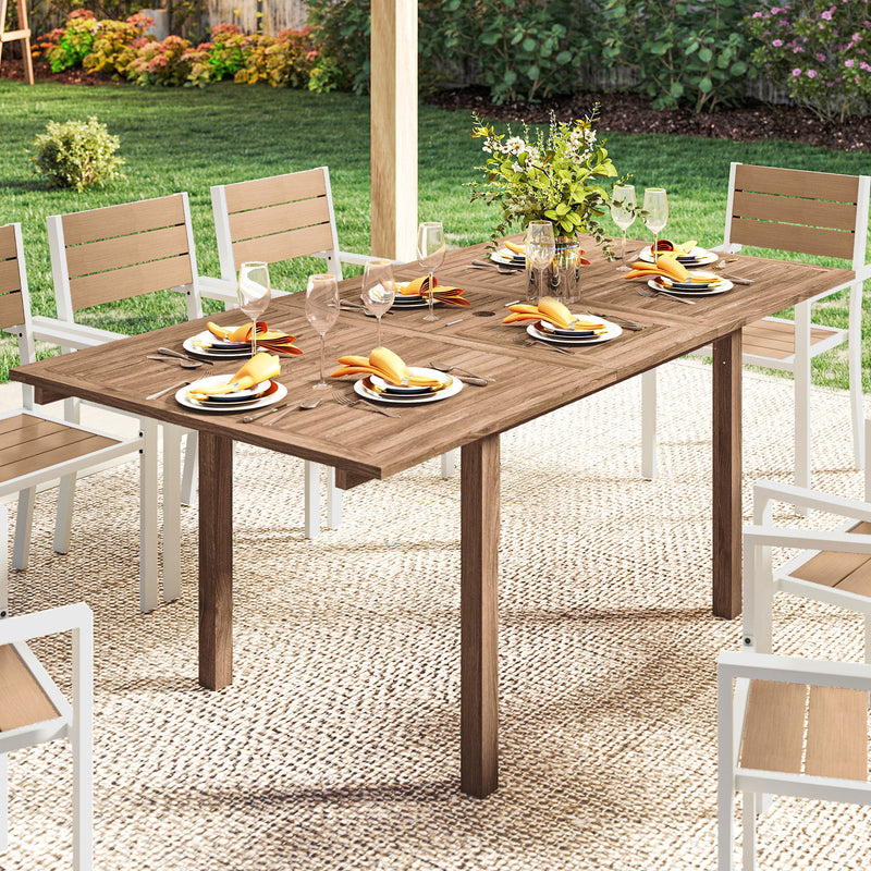 Extending acacia wood garden table with parasol hole – image 8