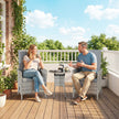 Outsunny Rattan Bistro Set, Reclining Garden Chairs and Glass Coffee Table with Cushions for Patio Balcony Porch, Light – view 9