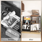 3-Tier Record Player Stand, End Table for Living Room, Bedroom - Rustic Brown