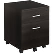 Black wood grain two-drawer lockable mobile filing cabinet on castor wheels