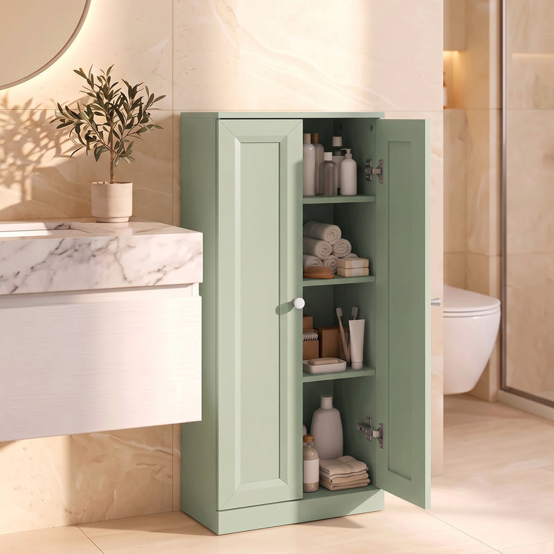 HOMCOM Narrow Bathroom Cabinet, Slim Storage Cabinet with 2 Doors & 4 Tiers, Freestanding Narrow Cupboard – view 2