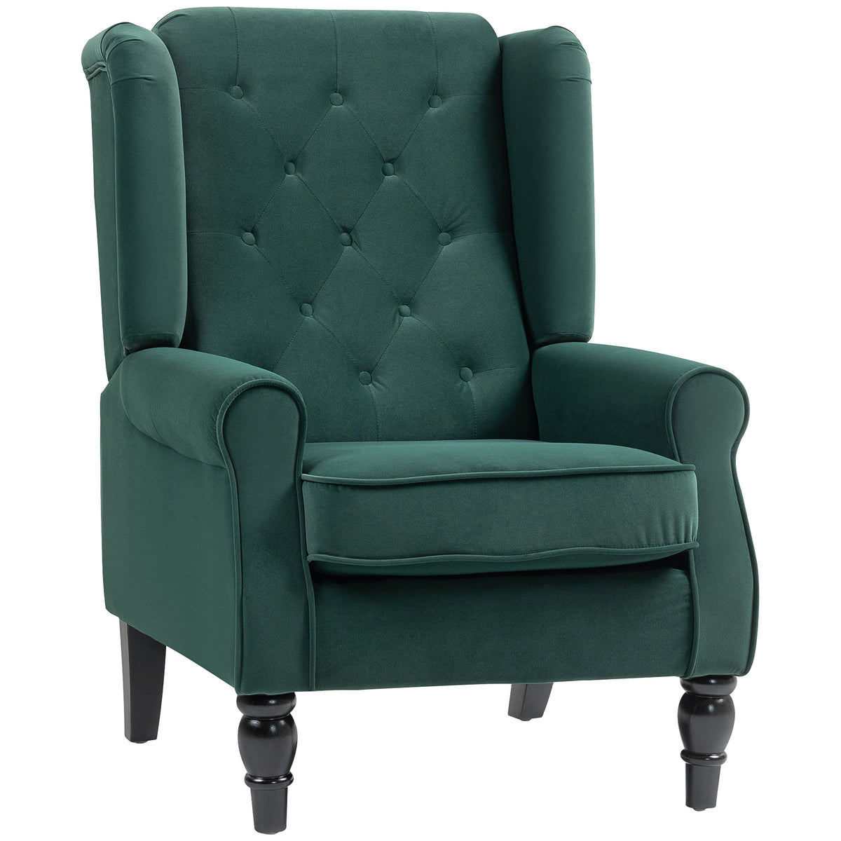 Velvet Tufted Wingback Accent Chair – Green