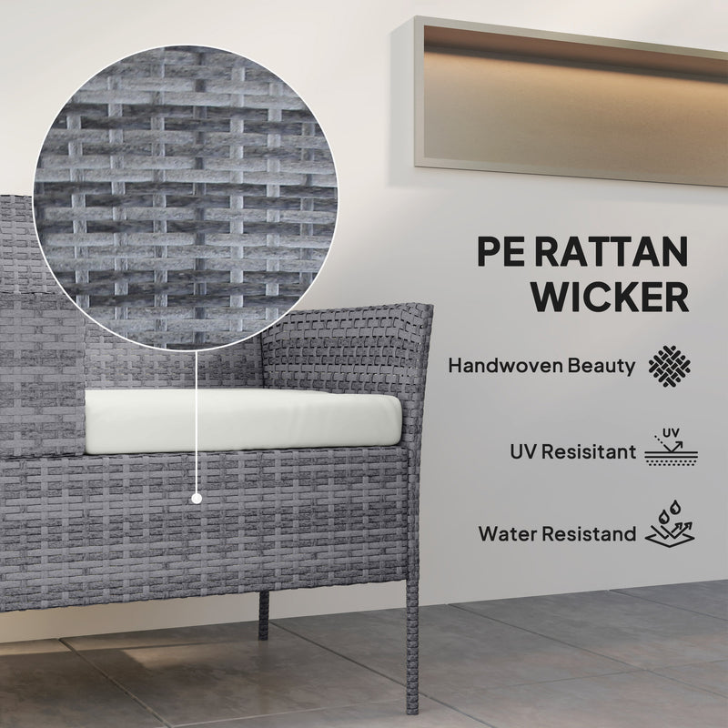 2-seater rattan bench with table – image 5