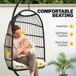 Outsunny Hanging Egg Chair, Indoor Outdoor Hammock Swing Chair with Stand, Safety Strap, Foldable Basket, Black/Cream – view 6