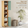 Tall bathroom cabinet in green & natural – image 4