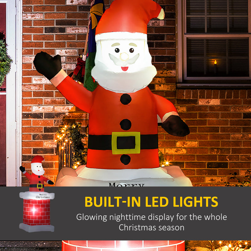 LED lighting on the 7ft Santa in chimney Christmas inflatable