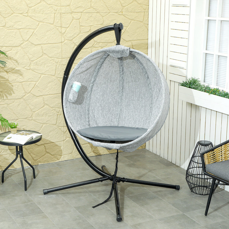 Leaf-pattern hanging egg chair – image 9