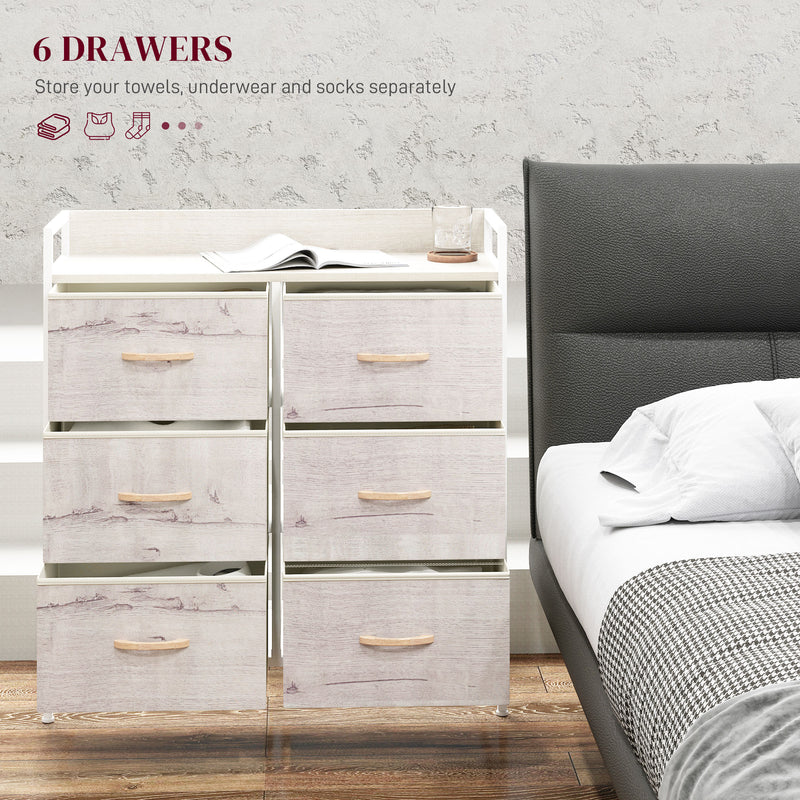 White & natural 6-drawer fabric chest – image 4