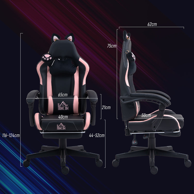 Black & pink cat ear gaming chair – image 3