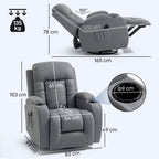 Massage Recliner Armchair, PU Leather Recliner Chair, Grey