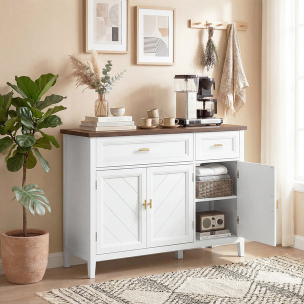 HOMCOM Modern Sideboard with 3 Doors, 2 Drawers and Adjustable Shelves, White – view 2