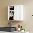 White wall bathroom cabinet with side shelves – image 2