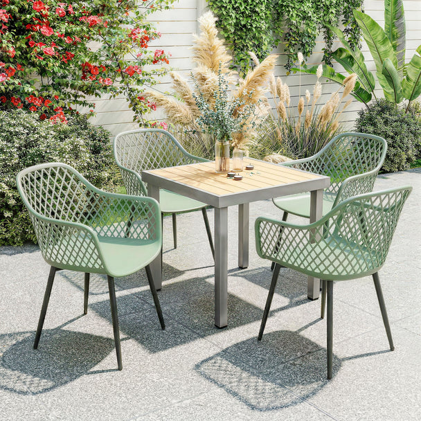 Outsunny Garden Chairs Set of 4, Garden Dining Chairs with Cut Out Diamond Back and Armrests for Patio, Balcony – view 2