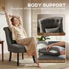 Fabric Single Sofa Dining Chair Tub Chair Upholstered W/ Pillow Solid Wood Leg Home Living Room Furniture Charcoal Grey